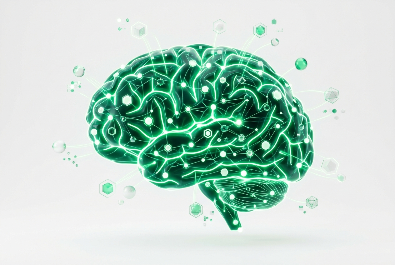 AI and Machine Learning – glowing neural network brain visualization
